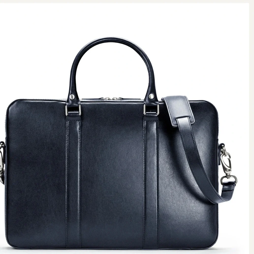 Sophisticated Blue Leather Briefcase for Men and ladies - Picture 3 of 11